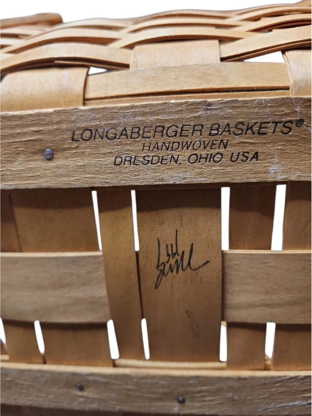 Longaberger 1997 Market Basket Honey Brown with Liner & 2 Swing Handles